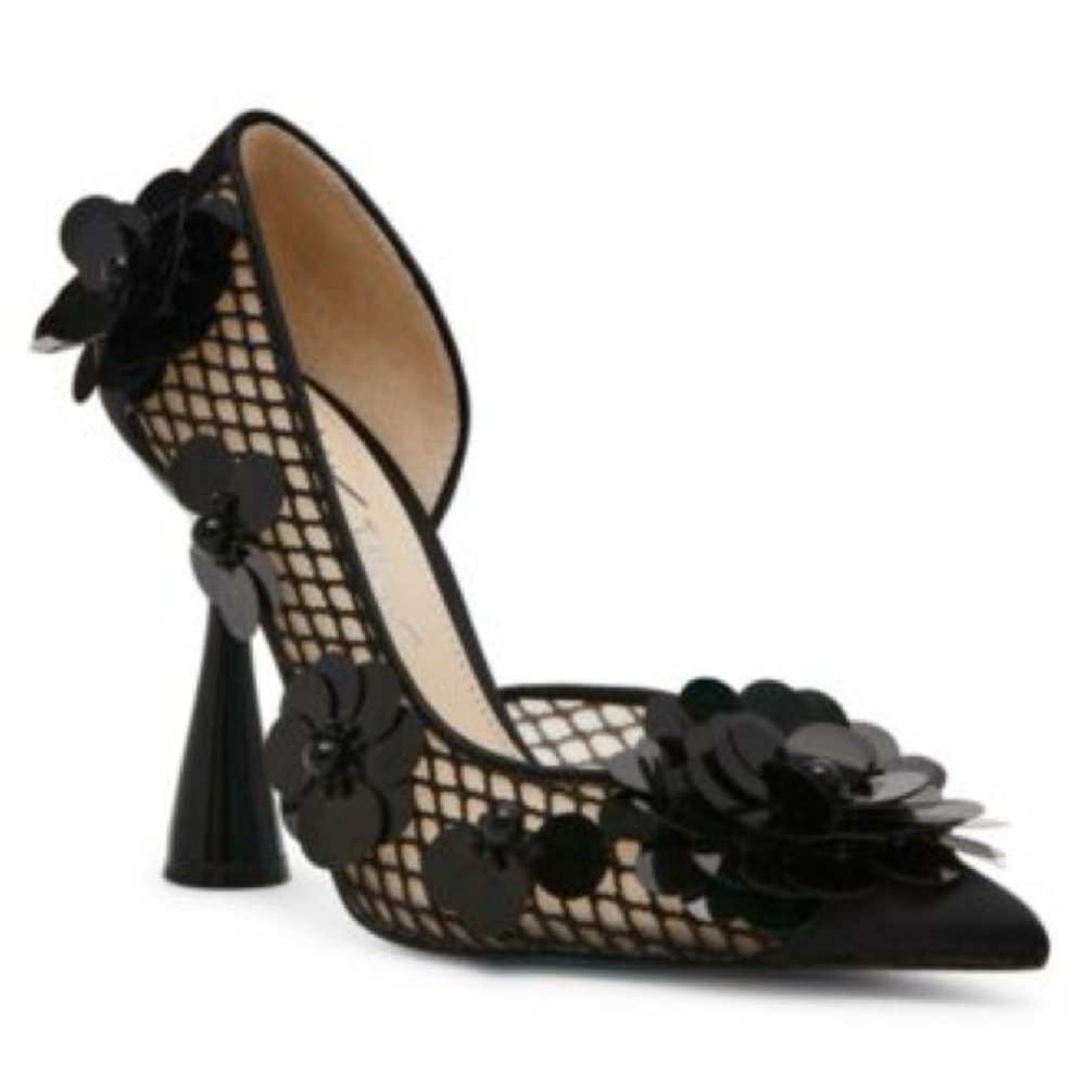Betsey Johnson Black Floral Embellished Heels